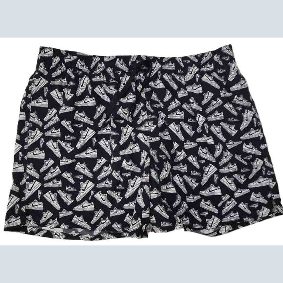 NEW Nike Swim Trunks Sneakers Pattern Black White NESSF517-001 Men's Size XXL - Picture 1 of 4
